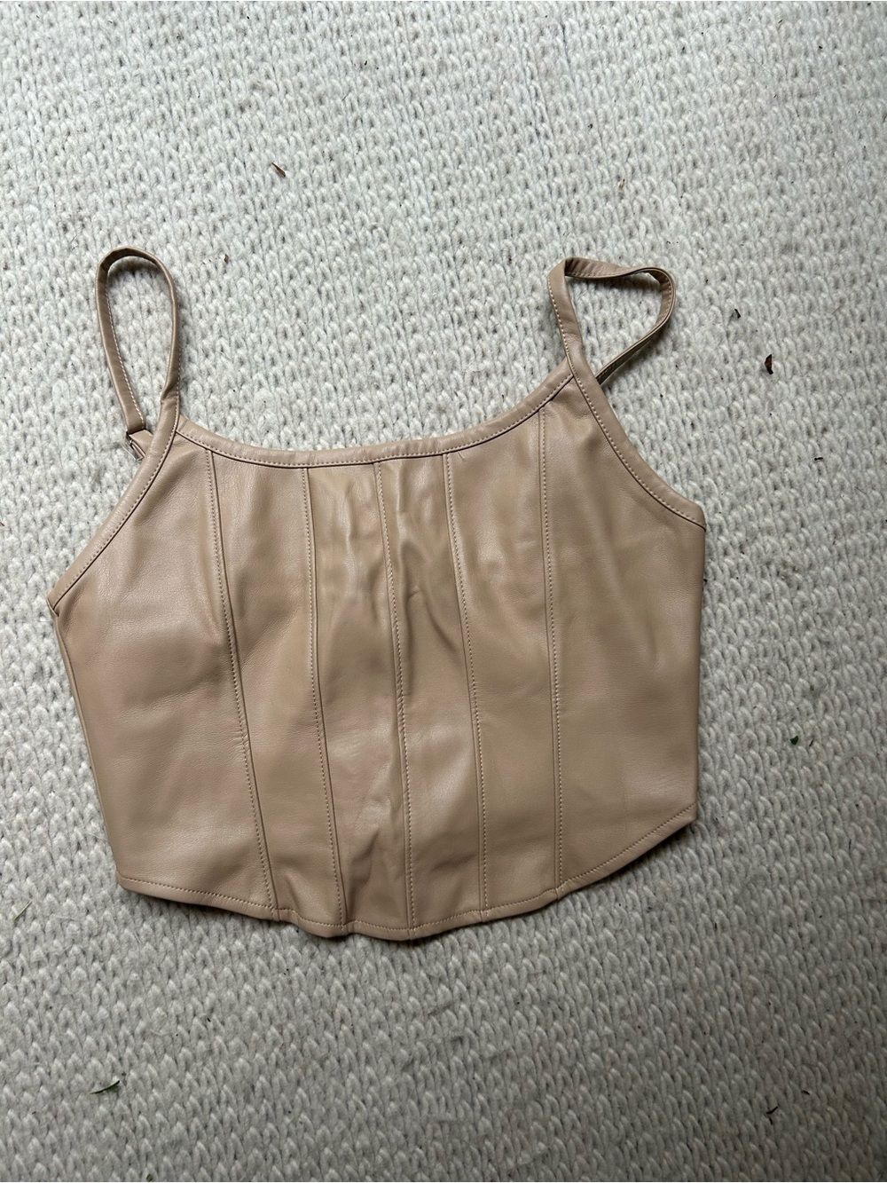 Faux Leather Nude Corset Crop Top